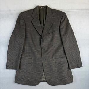 Brooks Brothers 346 Blazer Mens 40R Brown Plaid Wool Cashmere Sport Coat Jacket